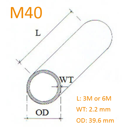 ابعاد و ضخامت لوله کاندوئیت گالوانیزه گرم میلیمتری M40